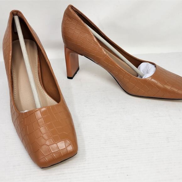 New Brown Tan Pumps Heels Block Heel 725  Office Work Interview Size 7 - Picture 8 of 8